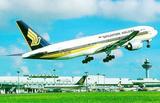 a singapore airlines boeing 777 plane takes off from changi airport in