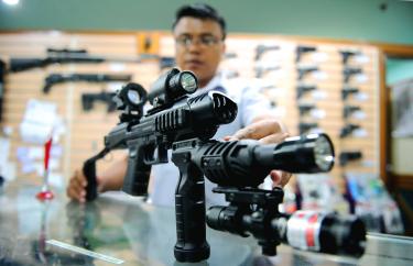 close-quarter submachine gun on April 4 in Manila, the Philippines