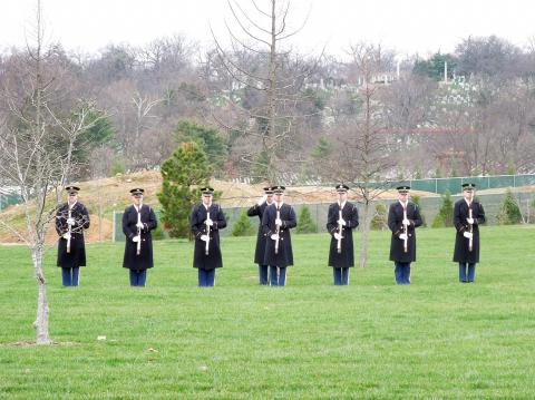 funeral military former belated ait held head taiwan salute platoon prepares arlington cemetery virginia gun give national during