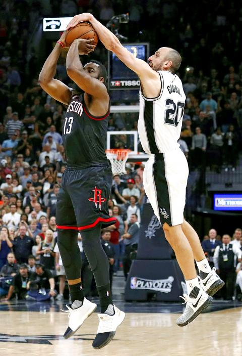 Manu Ginobili Blocks Harden to Give Spurs OT Victory and Series