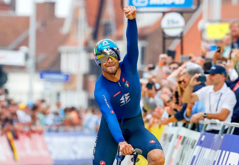 L’italiano Ganna mantiene il titolo a tempo di prova ai Road Worlds