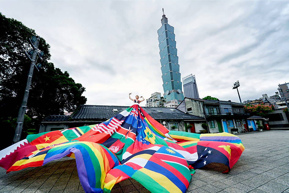Giant dress showcasing anti-gay laws on display