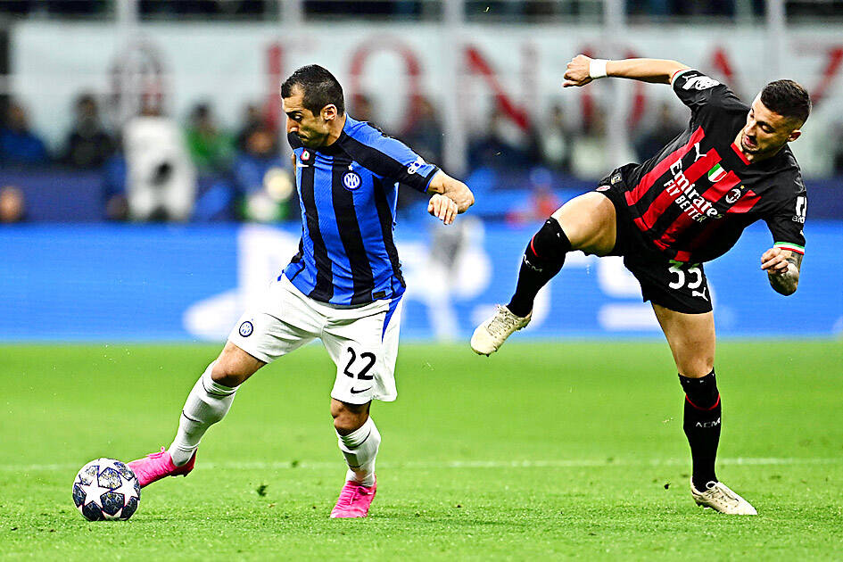 Milan, Italy - 22/02/2023, Henrikh Mkhitaryan (FC Inter) during the UEFA  Champions League, Round of 16, 1st leg football match between FC  Internazionale and FC Porto on February 22, 2023 at Giuseppe